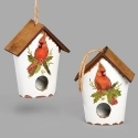 Roman Holidays 136443 Birdhouse Ornament With Cardinal Decal Set of 2