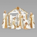 Roman Holidays 136471N 7 Piece Nativity Set White With Gold Pattern - No Free Ship