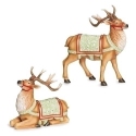Roman Holidays 136510N Set of 2 Deer Mistletoe Pattern Figurines