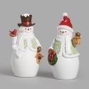 Roman Holidays 136523N Set of 2 Snowmen Mistletoe Pattern Figurines