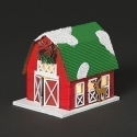 Roman Holidays 136615N Lighted Red Barn with Wreath and Deer