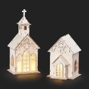 Roman Holidays 136786N Lighted Church and Lighted House Set