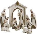 Roman Holidays 31379 Gold Trimmed Ivory Nativity Set of 10 Pieces - No Free Ship