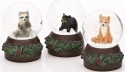 Roman Holidays 31519 45MM Set of 3 Baby Animal Bear Fox Raccoon Glitterdomes