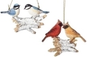 Roman Holidays 31545N Birds on Log Ornamets Set of 2