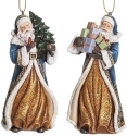 Roman Holidays 633343 Set of 2 Gold and Blue Santa Ornaments