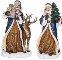 Roman Holidays 633344 Set of 2 Blue Santas With Animals and Gifts - No Free Ship