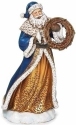 Roman Holidays 633391 Blue and Gold Santa with Bird and Wreath Figurine