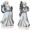 Roman Holidays 633412 Set of 2 Ice Blue Santas With Silver Accents