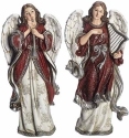 Roman Holidays 633419 Set of 2 Burgundy and Pewter Angel Figurines