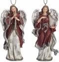 Roman Holidays 633420 Set of 2 Burgundy and Pewter Angel Ornaments