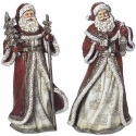 Roman Holidays 633421 Set of 2 Burgundy and Pewter Santa Claus Figurines