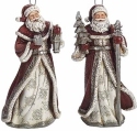 Roman Holidays 633422 Set of 2 Burgundy and Pewter Santa Claus Ornaments