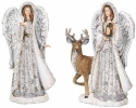 Roman Holidays 633423 Set of 2 White and Silver Accented Angels Figurines 