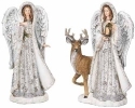 Roman Holidays 633423 Set of 2 White and Silver Accented Angels Figurines