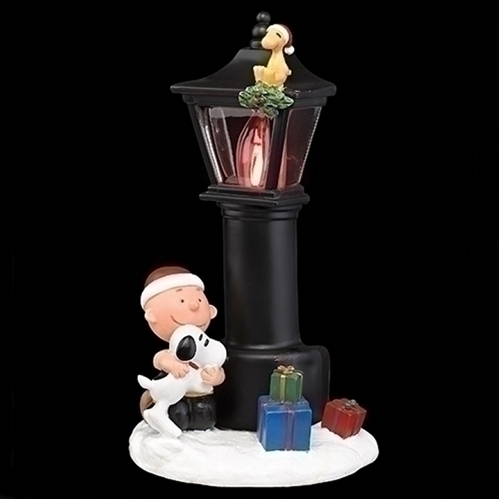 Peanuts by Roman 132562 Charlie and Snoopy Lamp Post Night Light