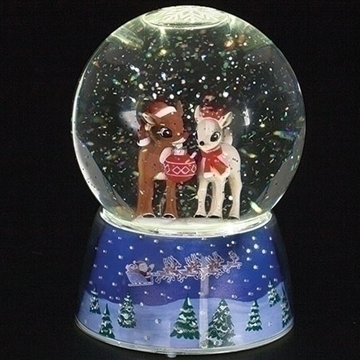 Rudolph by Roman 134108 120MM LED Musical Rudolph & Clarice Dome