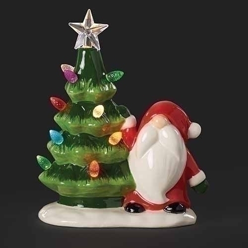 Gnomes by Roman 135413 LED Vintage Tree with Gnome Lighted Figurine