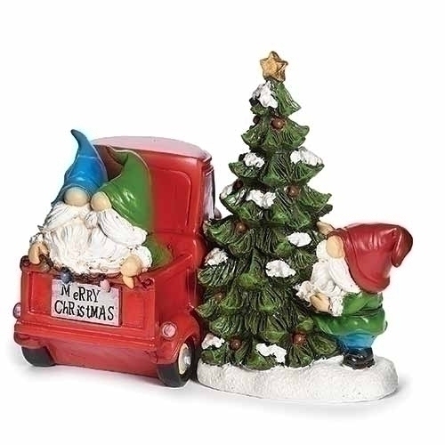 Gnomes by Roman 135414 2 Piece Set Christmas Gnomes in Truck Figurine