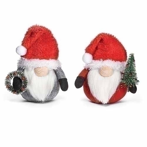 Gnomes by Roman 135419 Set of 2 Christmas Gnomes One with Tree One with Wreath