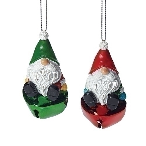 Gnomes by Roman 135423 Set of 4 Gnome Jingle Buddies - 2 Red and 2 Green