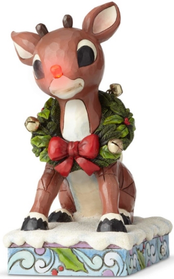 Rudolph Traditions by Jim Shore 6001056 Lighted Rudolph w Wreath