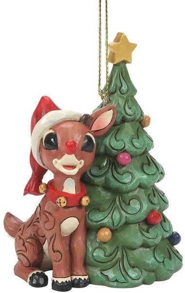 Rudolph Traditions by Jim Shore 6010720N Rudolph Next To Christmas Tree Ornament
