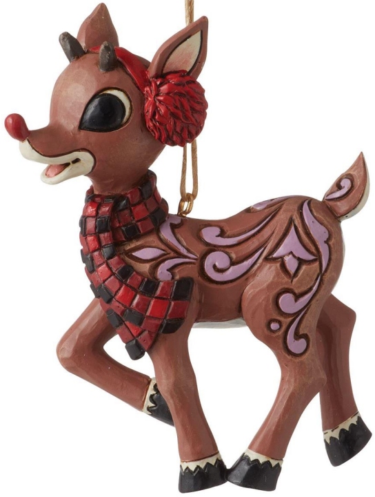 Jim Shore Rudolph Reindeer 6012720N Rudolph with Earmuff Hanging Ornament