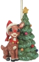 Jim Shore Rudolph Reindeer 6010720 Rudolph Next To Christmas Tree Ornament