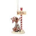 Rudolph Traditions by Jim Shore 6019112N Rudolph by North Pole Sign Ornament