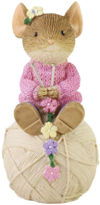 Tails with Heart 6009901i Knitter Mouse Figurine