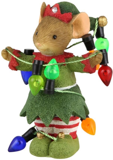 Tails with Heart 6010590i Tangled In Lights Mouse Figurine