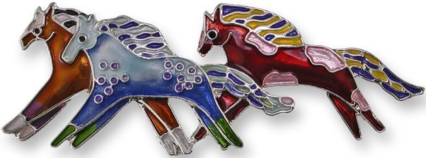 Zarah Co Jewelry 1101Z2 Wild Mustangs Horse Pin Brooch Pendant