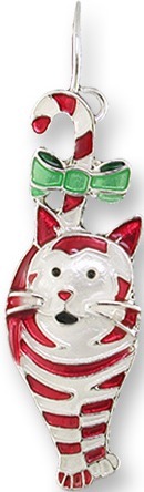 Zarah Co Jewelry 1701Z1P Candy Cane Cat Pendant on Chain