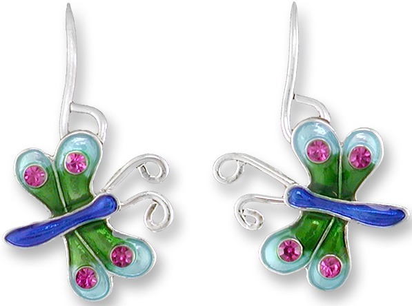 Zarah Co Jewelry 2016Z1 Li'l Crystal Dragonfly Earrings