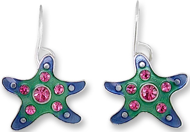 Zarah Co Jewelry 2017Z1 Li'l Crystal Starfish Earrings