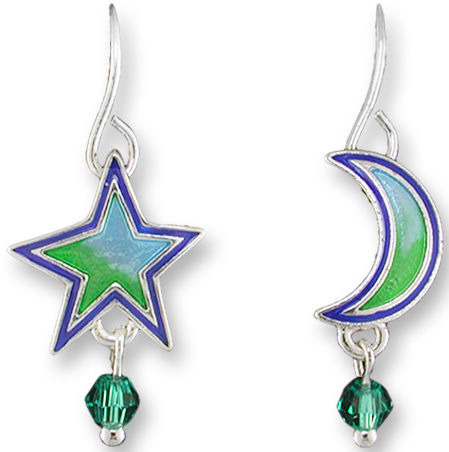 Zarah Co Jewelry 2151Z1 Moon and Star Earrings