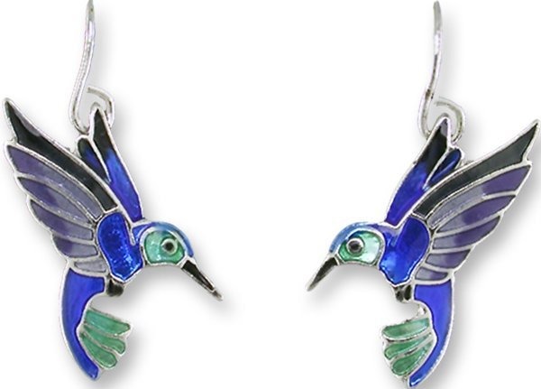 Zarah Co Jewelry 3217Z1 Violet Bellied Hummingbird Earrings