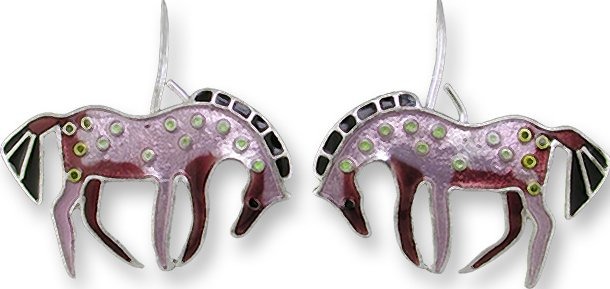 Zarah Co Jewelry 3222Z1 Purple Prancer Horse Earrings