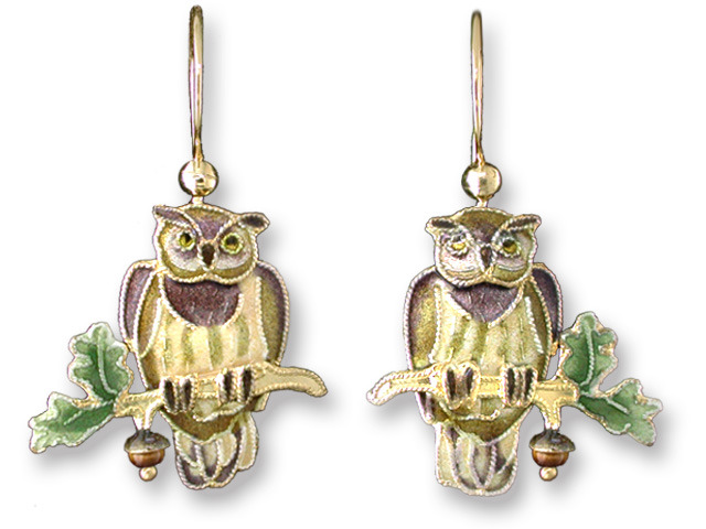 Zarah Co Jewelry 710401 Great Horned Owl Earrings