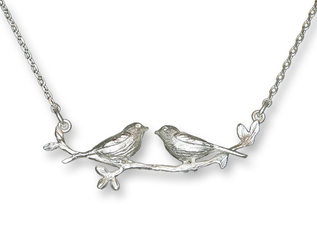 Zarah Co Jewelry 8904S7 Birds on Branch-Silver Necklace