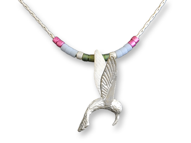 Zarah Co Jewelry 8906S7 Hummingbird Silver Necklace