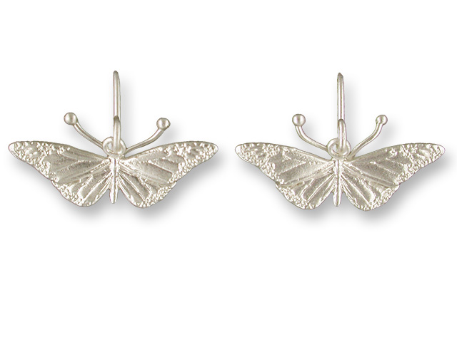 Zarah Co Jewelry 8908S1 Monarch Butterfly Silver Earrings