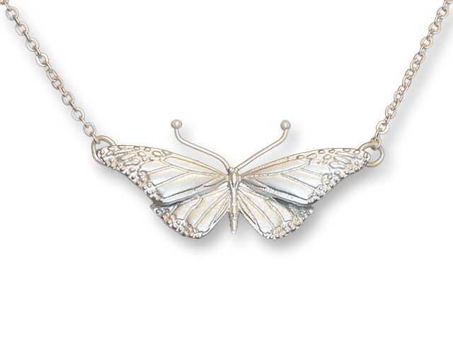 Zarah Co Jewelry 8908S7N Monarch Butterfly Silver Necklace