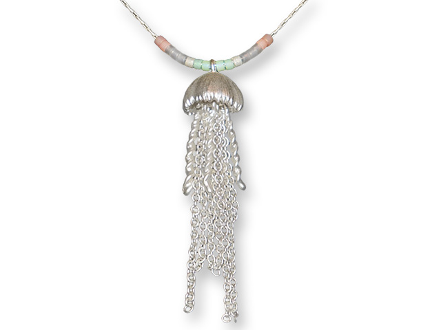Zarah Co Jewelry 8914S7N Jellyfish Silver Necklace
