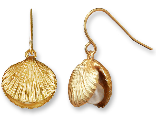 Zarah Co Jewelry 8915G1N Shell and Pearl-Gold Earrings