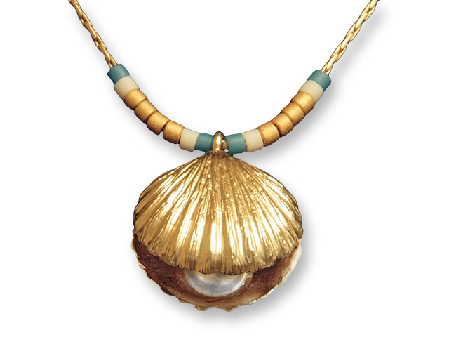 Zarah Co Jewelry 8915G7N Shell and Pearl-Gold Necklace