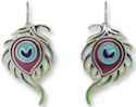 Zarah Co Jewelry 3212Z1 Peacock Feather Earrings