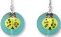 Zarah Co Jewelry 335901 Yellow Ladybug on Glass Earrings