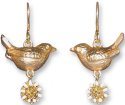 Zarah Co Jewelry 8905G1 Bird and Daisy-Gold Earrings
